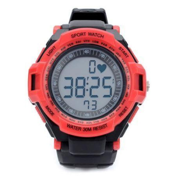 Digital Heart Rate Watch With Elastic Chest Belt - Black + Red.