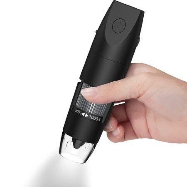 Digital Microscope Wireless Pocket Handheld USB Microscopes,50x-1000x Fixed Focus HD Magnifier with LEDs,Inspection Camera (Black)