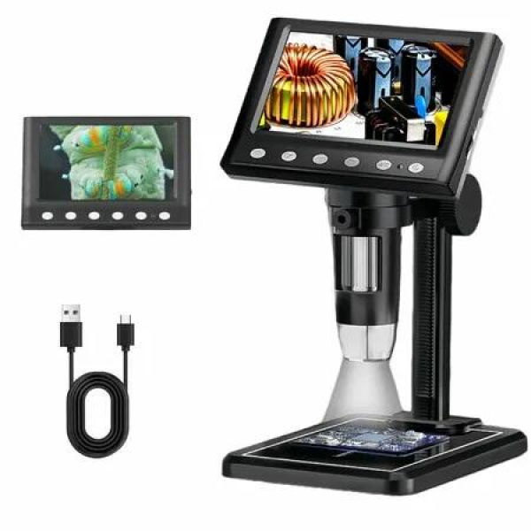 Digital Microscope with 4.3In LCD Screen,1000X USB Coin Magnifier,1080P HD,8 Adjustable LED Lights,Compatible with Windows & Mac,Rechargeable