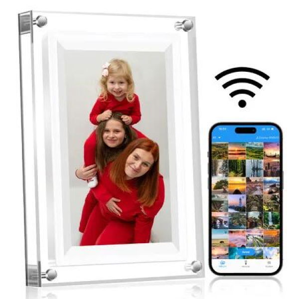 Digital Photo Frame 7 Inch WiFi Smart 1024x600 HD IPS Touchscreen 8GB Memory Auto Rotate Picture Display