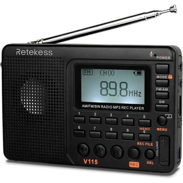 Digital Radio AM FM USB POWER Portable Shortwave Radios Rechargeable Radio Digital Tuner And Presets Support Micro SD And AUX Record Bass Speaker