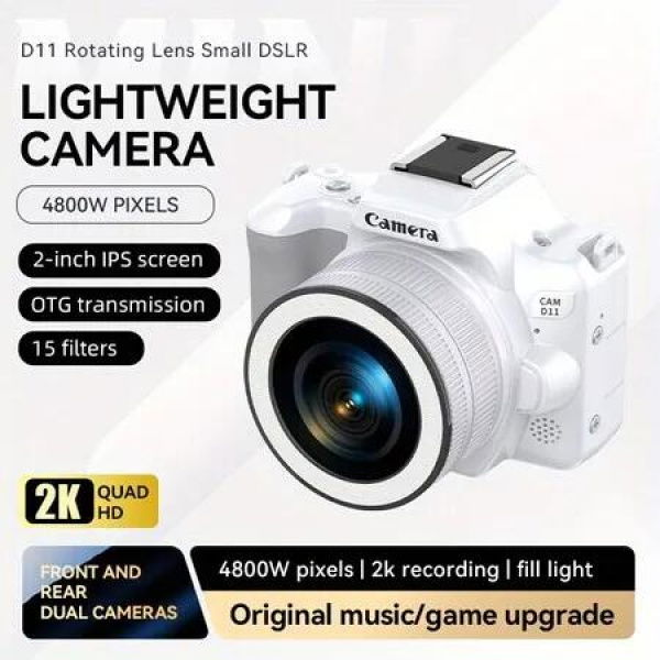 Digital SLR Camera 48MP Dual Lens 1080P Video 16X Zoom Image Stabilised Zoom Compact With 32G Card For Travel Vlogging Gift Color White