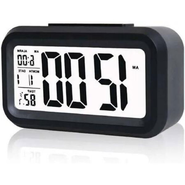 Digital Smart Alarm Clock with Automatic Sensor,Date & Temperature, Alarm Clocks, Alarm Clock for Students, Alarm Clock for Home, Alarm Clock for Bedroom- (Black)