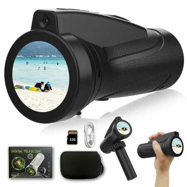 Digital Telescopes for Kids,Digital Monocular with Self-Timer,STEM Telescope For Boys Girls,For Outdoor Camping Exploring Bird Watching Color Black