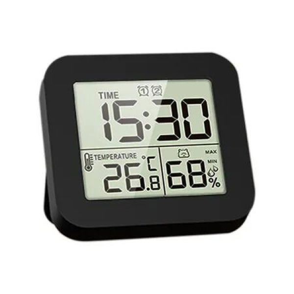 Digital Timer Shower Clock with Alarm, Bathroom Kitchen Wall Clock, Black