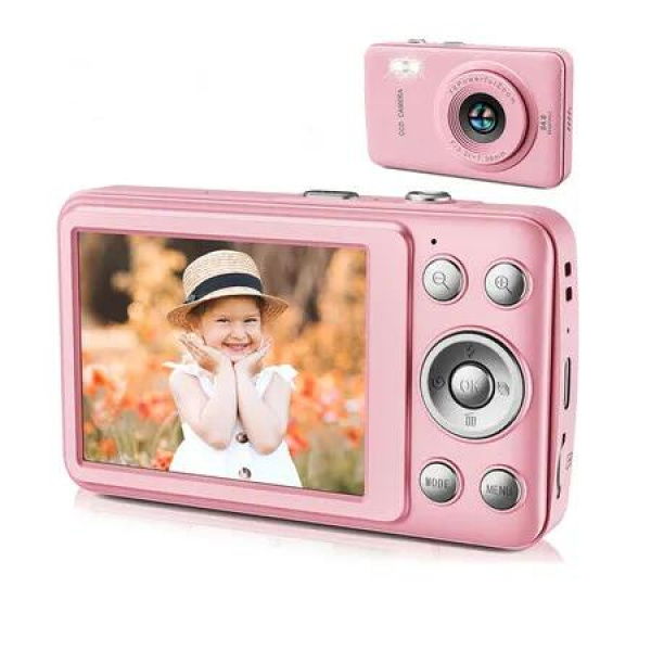 Digital Video Camera with MP3 Music Player and 32GB SD Card,Ideas Birthday Gifts for Girls and Boys (Pink)