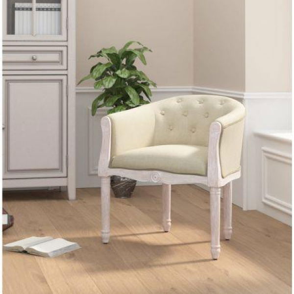 Dining Chair Beige Linen