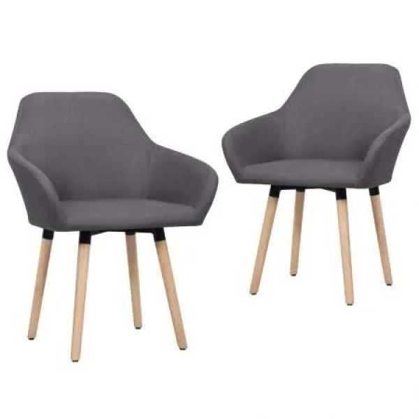 Dining Chairs 2 pcs Dark Grey Fabric