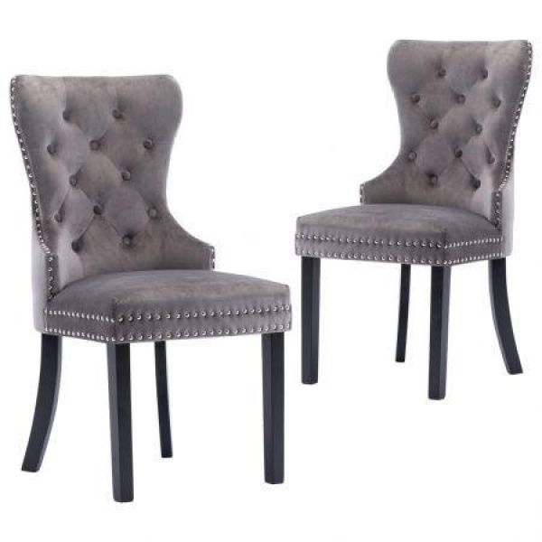 Dining Chairs 2 Pcs Grey Velvet