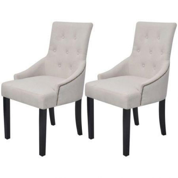 Dining Chairs 2 Pcs Polyester Cream