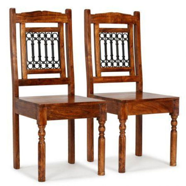 Dining Chairs 2 Pcs Solid Wood With Sheesham Finish Classic