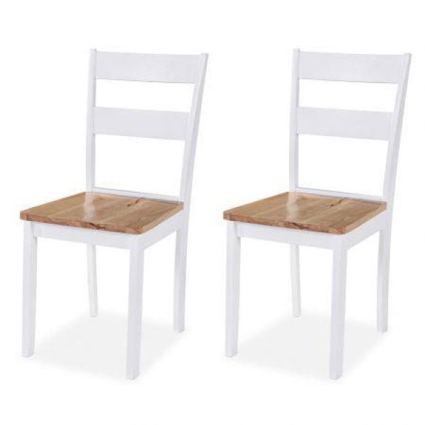 Dining Chairs 2 Pcs White Solid Rubber Wood