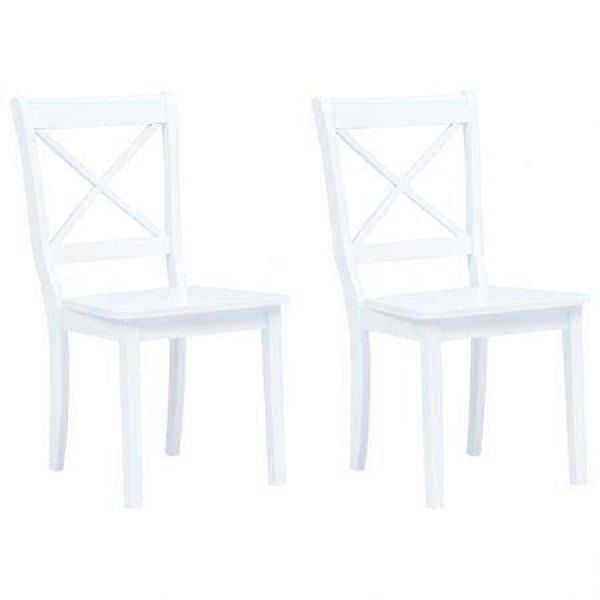 Dining Chairs 2 pcs White Solid Rubber Wood