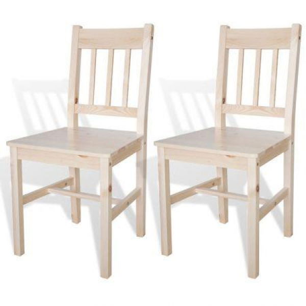 Dining Chairs 2 Pcs Wood Natural Colour