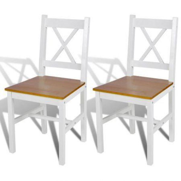 Dining Chairs 2 Pcs Wood White And Natural Colour