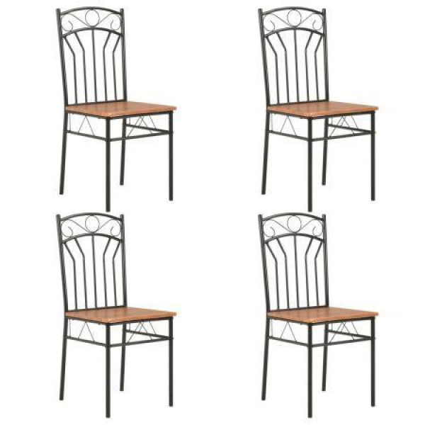 Dining Chairs 4 Pcs Brown MDF