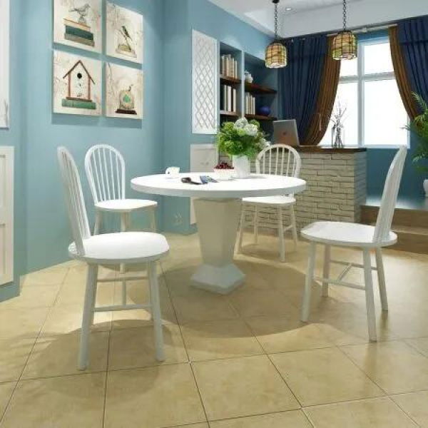 Dining Chairs 4 pcs White Solid Rubber Wood