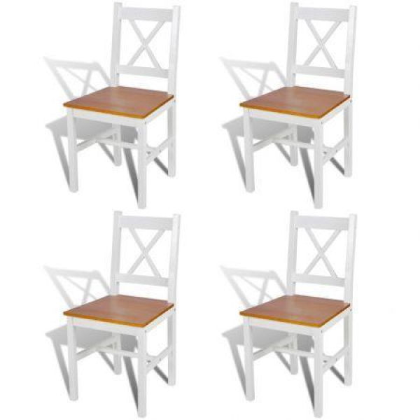 Dining Chairs 4 Pcs Wood White And Natural Colour