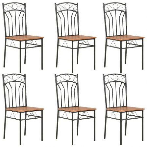 Dining Chairs 6 Pcs Brown MDF