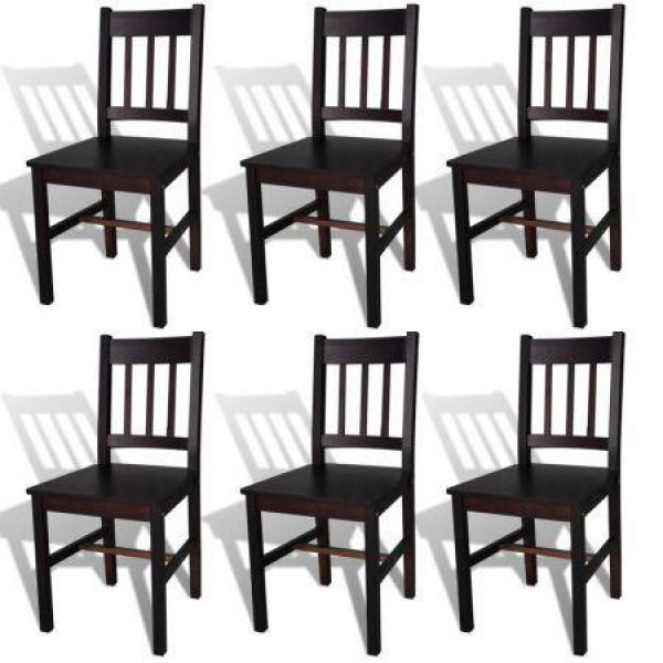 Dining Chairs 6 Pcs Brown Pinewood