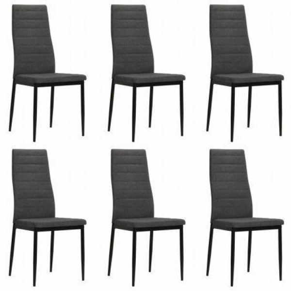 Dining Chairs 6 Pcs Dark Grey Fabric