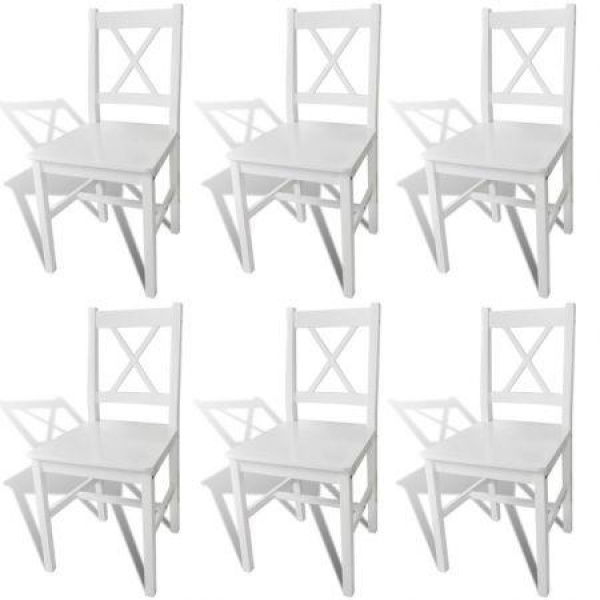 Dining Chairs 6 Pcs White Pinewood