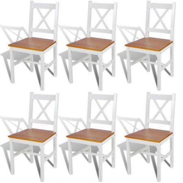 Dining Chairs 6 Pcs White Pinewood