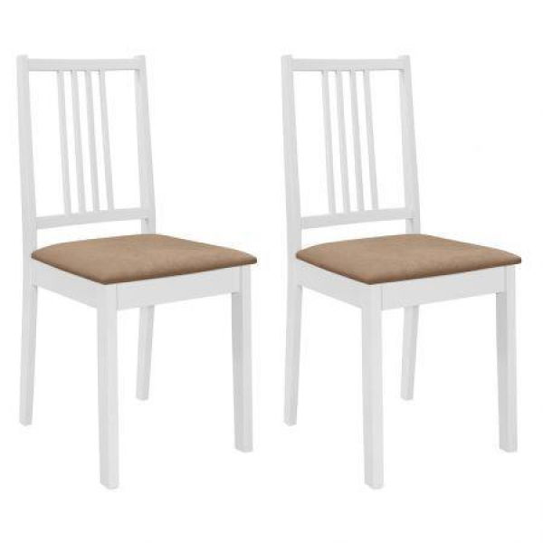 Dining Chairs With Cushions 2 Pcs White Solid Wood