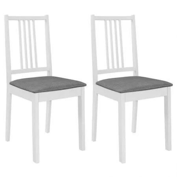 Dining Chairs with Cushions 2 pcs White Solid Wood