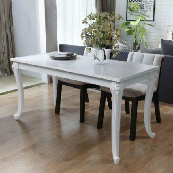 Dining Table 116x66x76 Cm High Gloss White