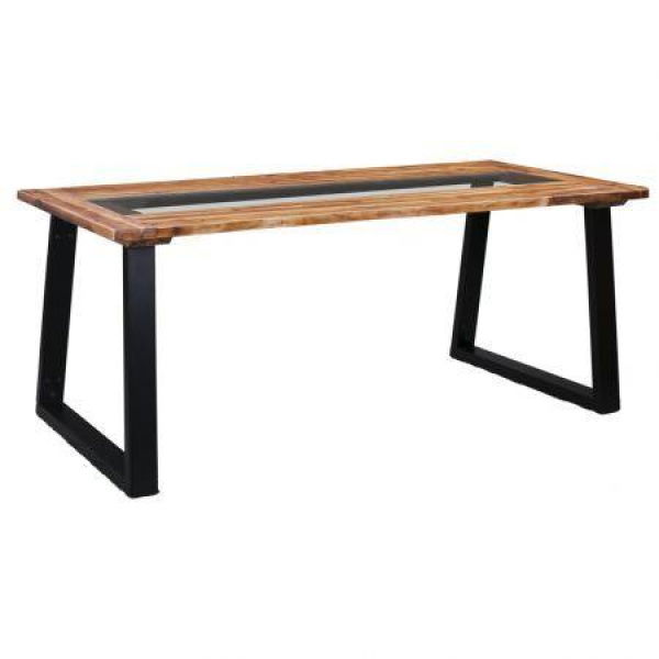 Dining Table 180x90x75 Cm Solid Acacia Wood And Glass