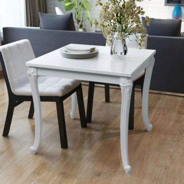 Dining Table 80x80x76 Cm High Gloss White