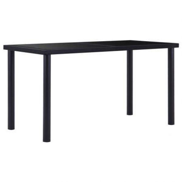 Dining Table Black 140x70x75 Cm Tempered Glass