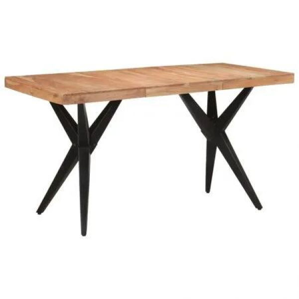 Dining Table Black 140x70x76 cm Solid Wood Acacia