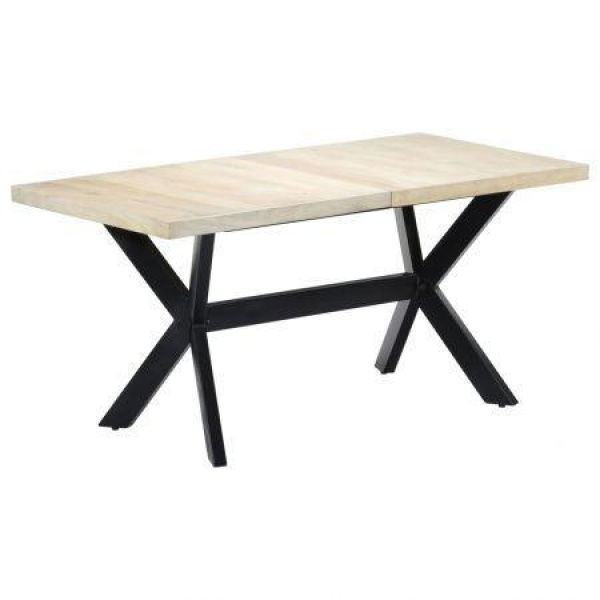 Dining Table White 160x80x75 Cm Solid Mango Wood