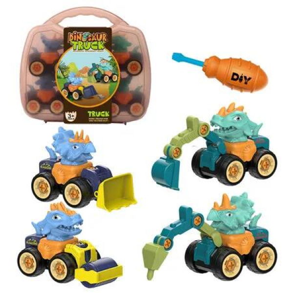 Dino Construction Vehicle Toy DIY Nut Assembly Excavator Set 4 Excavators Idea Gifts Suitable For aged 3 and up