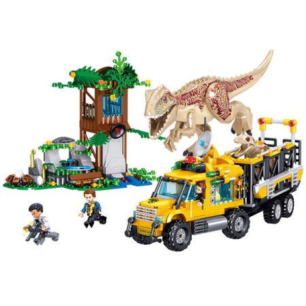 Dinosaur Building Blocks Jurassic World Truck Building Brick Toy Kit For Kids Creative Jurassic Dinosaur Park Construction