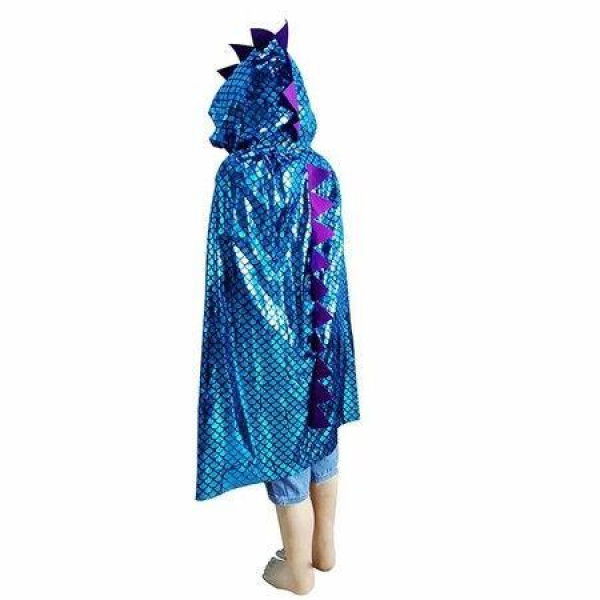 Dinosaur Cape Dragon Hooded Cloak Halloween Costume Boy Girl Toddler Dress Up Clothes 3-8 Years Old 110*90cm.