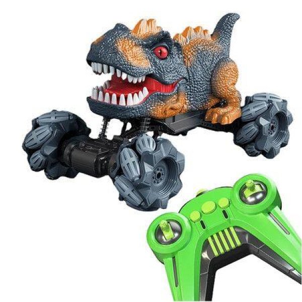 Dinosaur Remote Control Car 2.4GHz Off-Road Truck Light Music Stand RC Car, Toys for Children Over 6 Years Old Christmas Gift ( Grayish Orange)