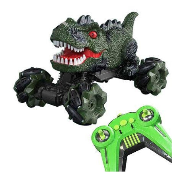 Dinosaur Remote Control Car 2.4GHz Off-Road Truck Light Music Stand RC Car, Toys for Children Over 6 Years Old Christmas Gift (Green)