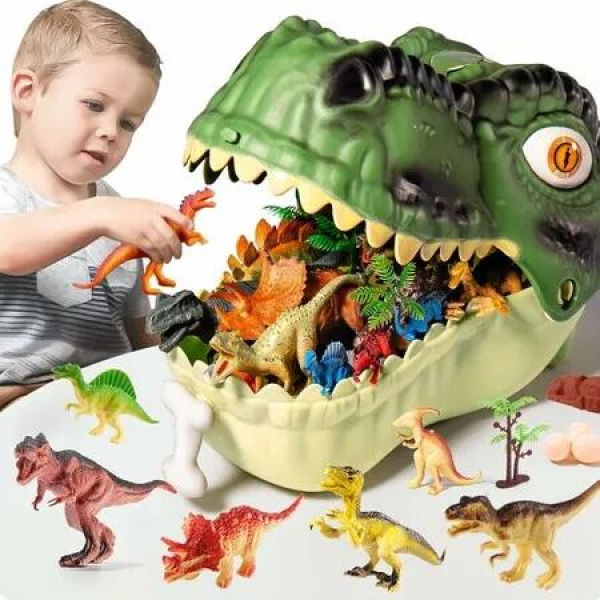 Dinosaur Toys for Kids Age 3 to 5, 45PCS Realistic Jurassic Dinosaurs Figures with Trees and Fence Playset to Create a Dino World