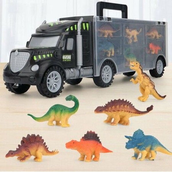 Dinosaur Toys Truck Carrier Truck Toys Storage Set For Kids Boys Girls Over 3 Years Old