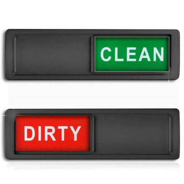 Dishwasher Magnet Clean Dirty Sign Non-Scratch Kitchen Magnetic Label Strong Clear Indicator Black