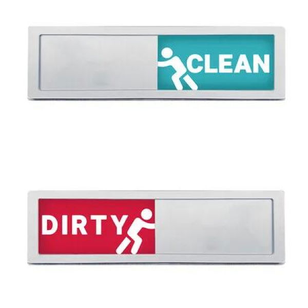 Dishwasher Magnet Clean Dirty Sign Non-Scratch Kitchen Magnetic Label Strong Clear Indicator Includes Adhesive Decal, Magnets