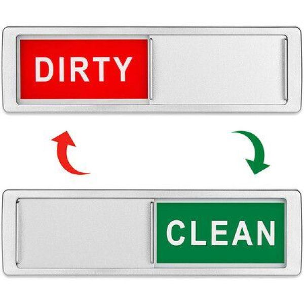 Dishwasher Magnet Clean Dirty Sign Shutter Only Changes When You Push It Non-Scratching Strong Magnet Or 3M Adhesive Options Indicator Tells Whether Dishes Are Clean Or Dirty (Silver)