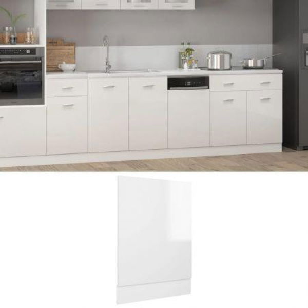 Dishwasher Panel High Gloss White 45x3x67 Cm Engineered Wood