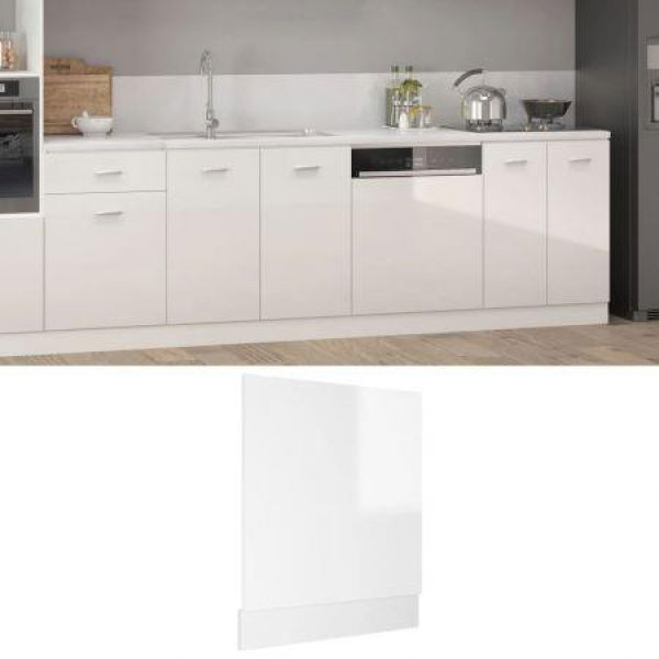 Dishwasher Panel High Gloss White 59.5x3x67 Cm Engineered Wood.