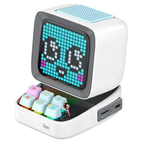 Divoom Ditoo Retro Pixel Art Game Bluetooth Speaker With 16x16 LED App-Controlled Front Screen (White)