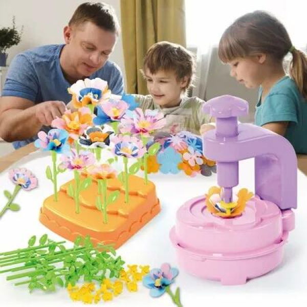 DIY Fabric Flowers Bouquets Toys,Flower Press Textile Kit,Arts Crafts Gifts For 3+ Boys Girls,Parent-Child Educational Interactive STEM Toy