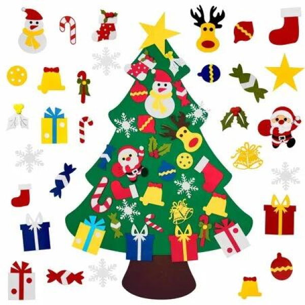 DIY Felt Christmas Tree with 30pcs Ornaments,Xmas Gifts for Kids New Year Handmade Christmas Door Wall Hanging Decorations